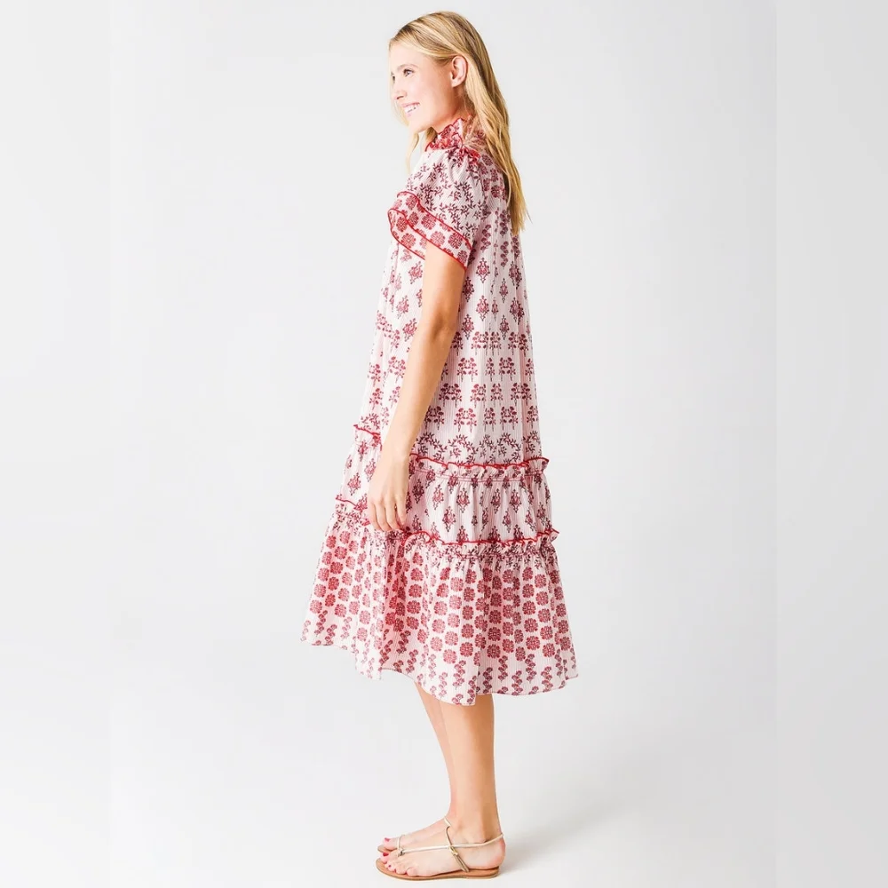 Hunter Bell Matthews Red and White Midi Dress - Picture 3 of 3